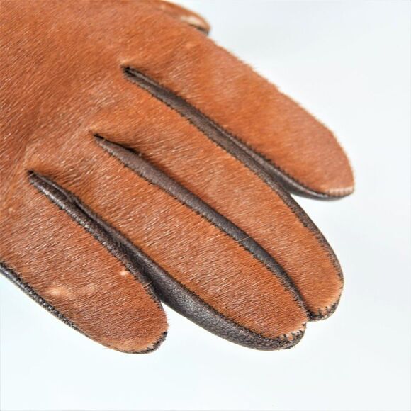 Vintage Fashion Gloves Hair On Hide Leather - Picture 3 of 10